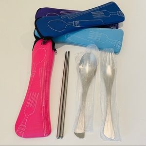 Stainless Steel Cutlery Set with Pouch zipper bag